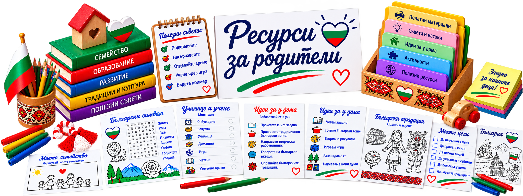 Bulgarian parent resources with worksheets, family activities, educational materials and traditions