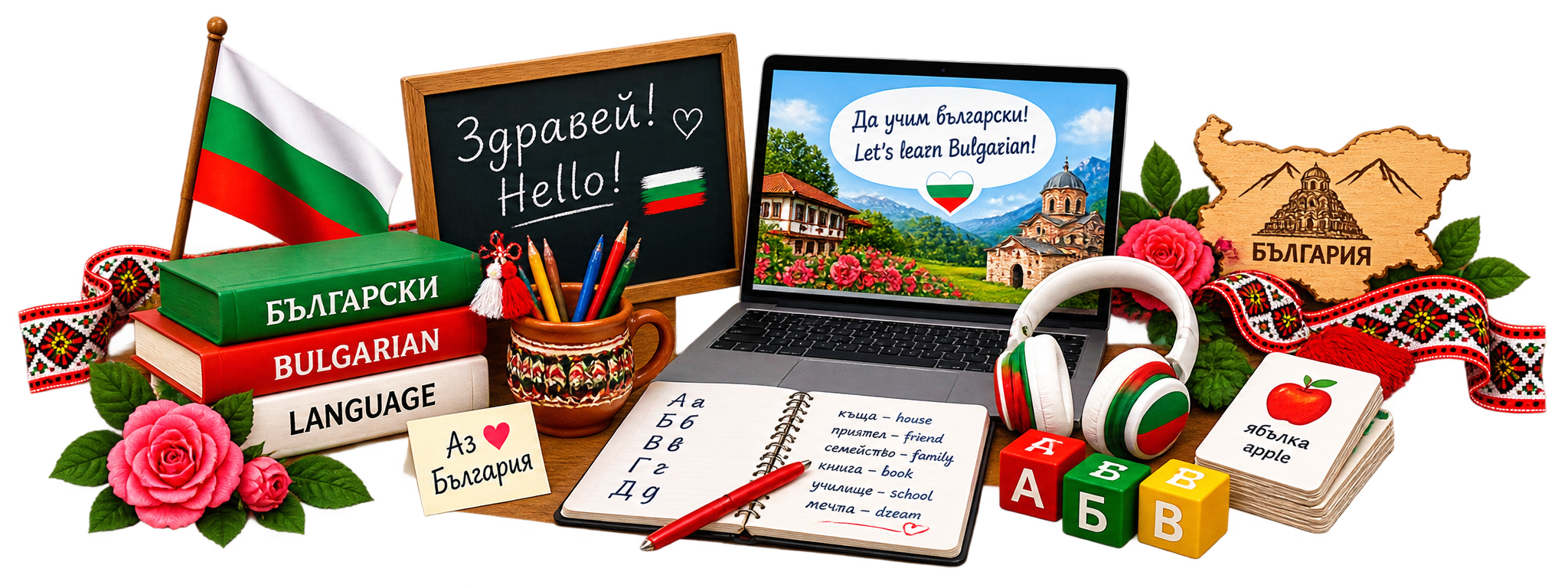 Learn Bulgarian with Cyrillic alphabet, vocabulary books, flashcards and Bulgarian language resources